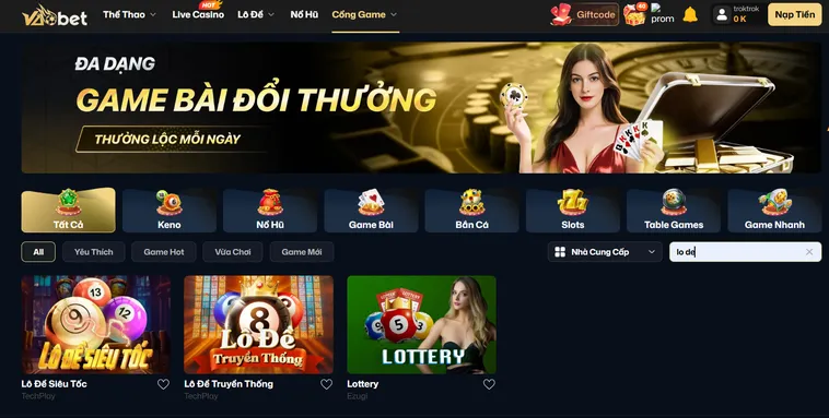 Khám Phá Sảnh Cá Cược Lô Đề VaoBet Đỉnh Cao Với Tỷ Lệ Thưởng Lớn