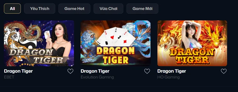 Dragon Tiger Tại VaoBet Sảnh Game Bài Đổi Thưởng Đẳng Cấp Và Kịch Tính